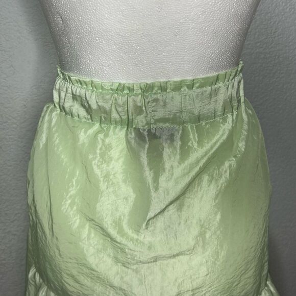 New! Topshop Flare Teared Mini Light Lime Green Girls Skirt Sz 12 - Picture 6 of 9